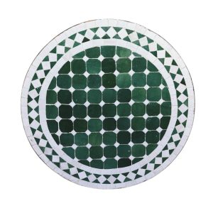 שולחן פסיפס מרוקאי טורקיז לבן - קוטר 60 ס"מ