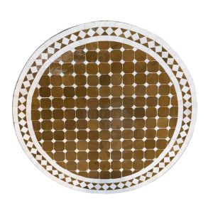 שולחן פסיפס מרוקאי כתום חמרה - קוטר 100 ס״מ