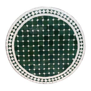 שולחן פסיפס מרוקאי טורקיז לבן - קוטר 80 ס״מ