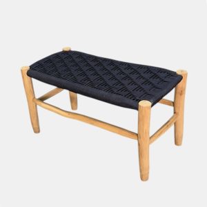 ספסל עץ חבלים כחול