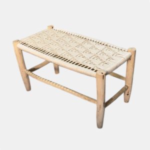 ספסל עץ חבלים שמנת