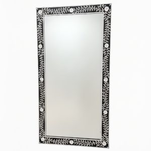 מראת רזין בשילוב עץ - שחור לבן