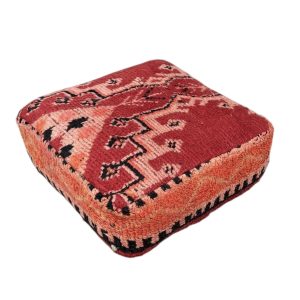 פוף צמר מרוקאי אדום כתום