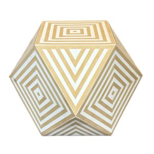 שולחן צד גאומטרי משובץ שרף ועץ - חום בהיר