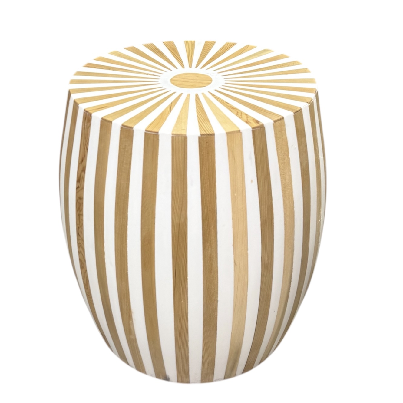 שולחן צד משובץ שרף ועץ - חום לבן