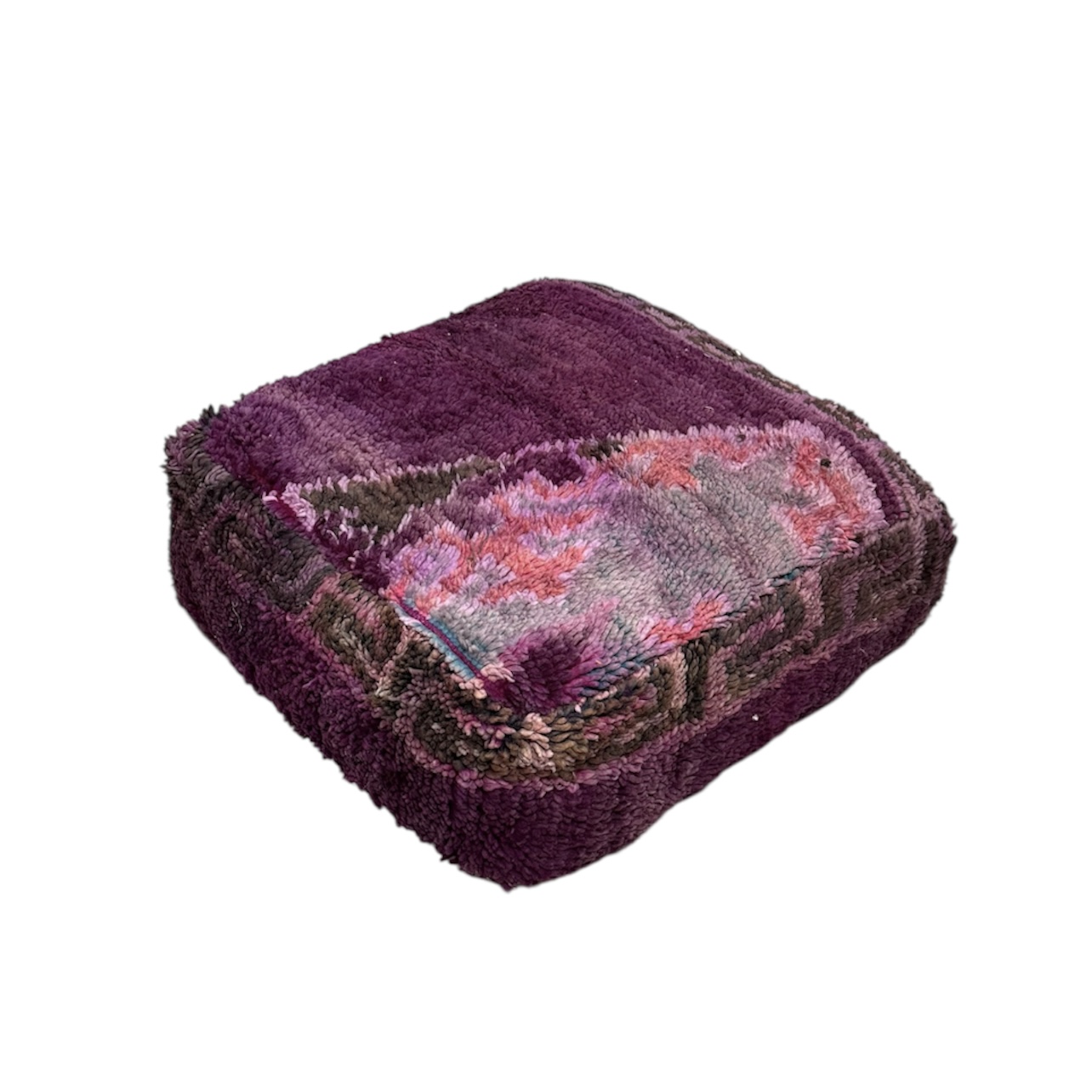 פוף צמר מרוקאי סגול מקושקש