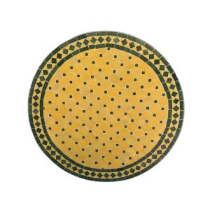 שולחן פסיפס מרוקאי חרדל ירוק - קוטר 80