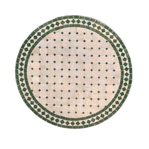 שולחן פסיפס מרוקאי ירוק לבן - קוטר 80