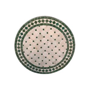 שולחן פסיפס מרוקאי ירוק לבן - קוטר 60